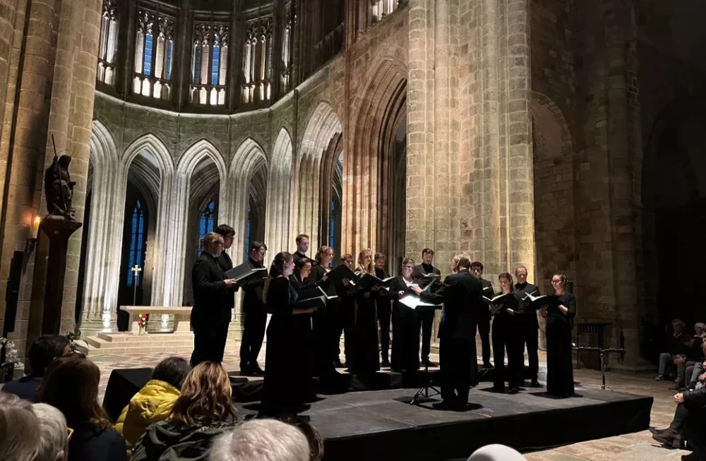 Performing ‘Path of Miracles’ in the stunning Abbey at Mont Saint Michel